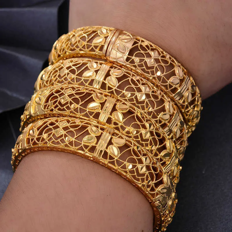 Wando Bracelets de couleur or pour femmes/filles bijoux du Moyen-Orient classiques vagues incurvées Bracelets en cuivre bijoux cadeaux Q0719