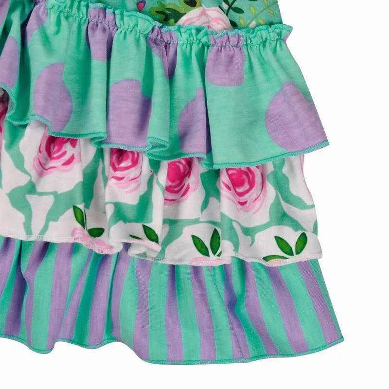 Девочка платье детей es для девушки зеленая полоса цветочный торт принцесса детская одежда 0-6y e83080 210610