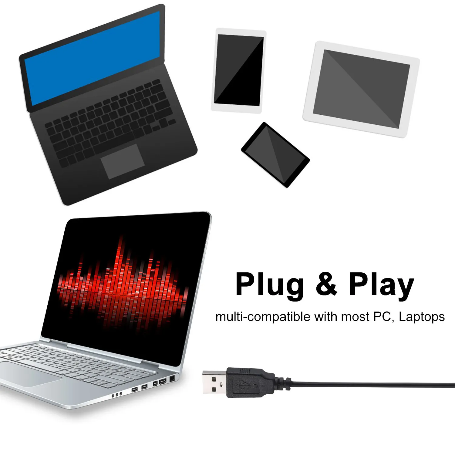 Microfono da tavolo USB regolabile a 360° Plug Play Omnidirezionale PC portatile Computer Mic Conferenza vocale Registrazione vocale