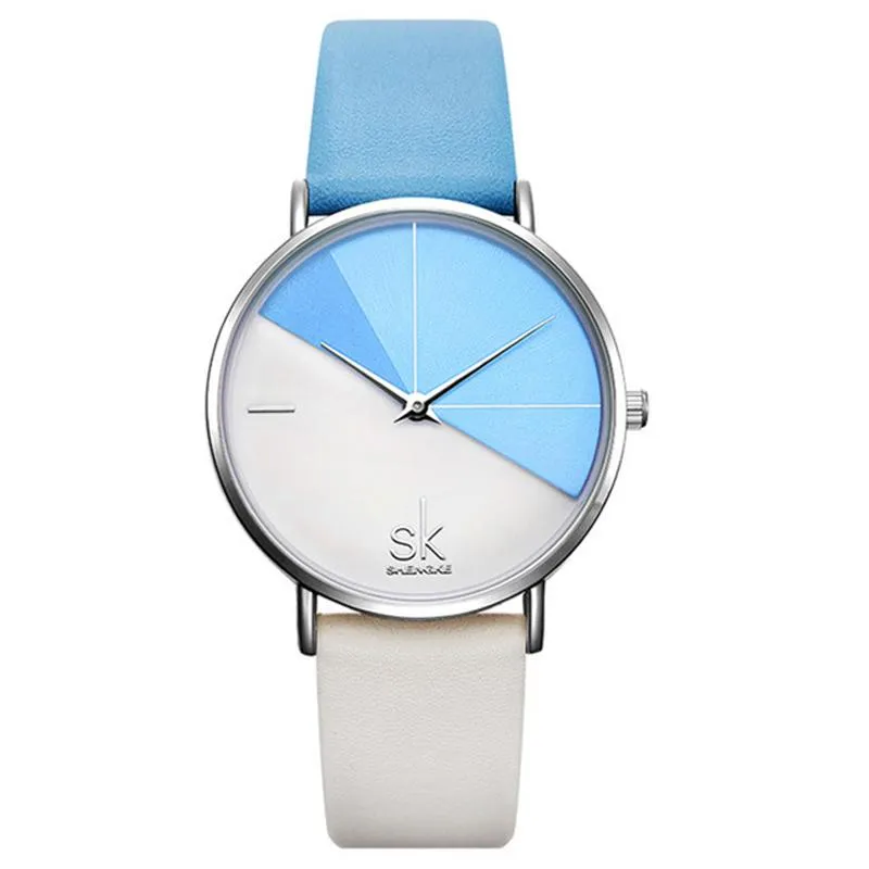 New SHENGKE High Quality Quartz Movement Watches Leather Strap Dress Wrsitwatch Gold Watchband Dress Wrsitwatch Ultra Thin Dial gi2325