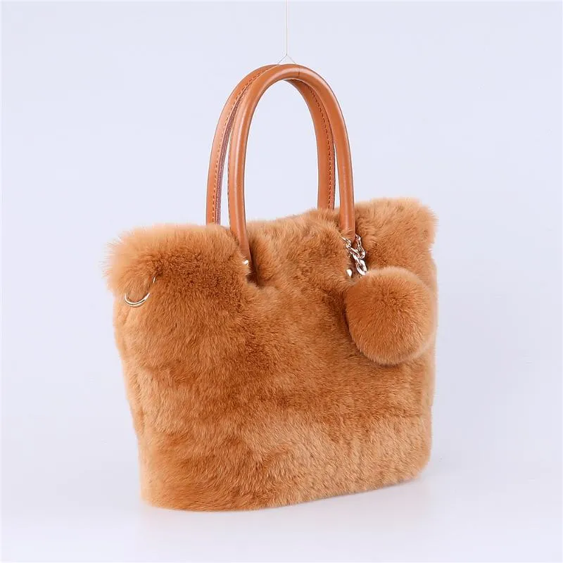 Bolsas de cintura 2021 Brand Women Winter Winter Rex Raabit Fur ombre