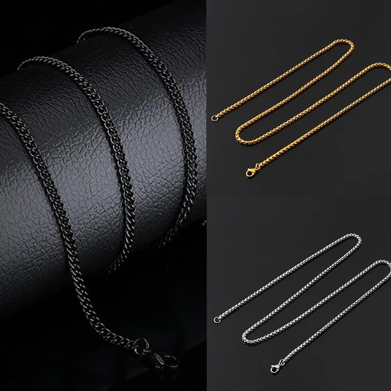 Gold Black Silver Color Horsewhip Metal Chains Necklace Women Men Lobster Clasp Choker Without Pendant Jewelry DIY Accessories206h