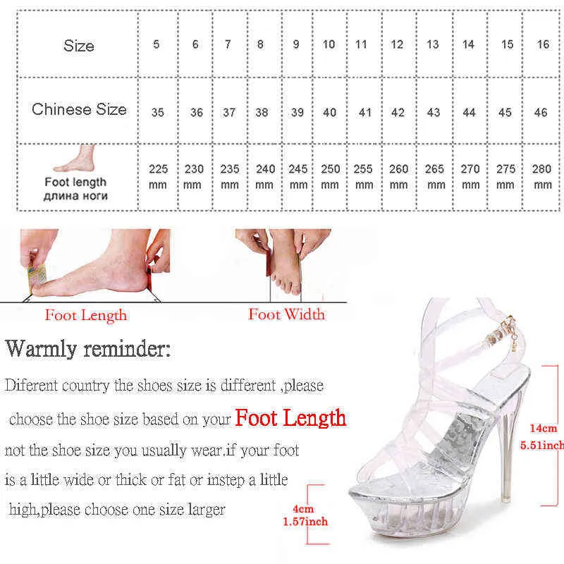 Grande taille 35-43 femmes sandales été clair cristal Transparent talons hauts plate-forme décapant 220309