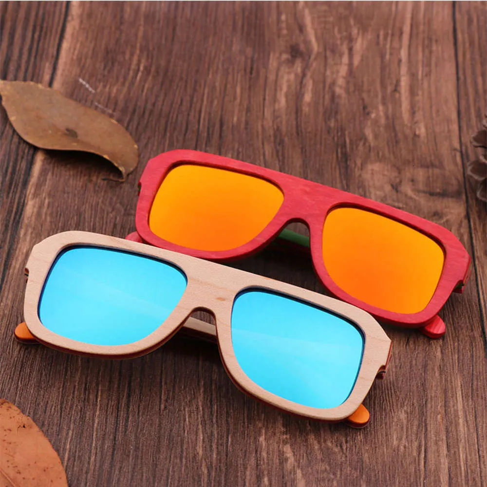 BerWer Retro Handmade Colorido moldura de madeira óculos de sol polarizados mulheres homens multicoloridos óculos de sol UV400 para Driving5994322