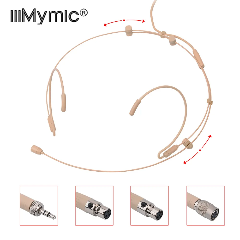 Einstellbares Headset Omnidirektionales Kondensatormikrofon Kinder Student !! 4 3-poliges XLR 3,5 mm abschließbares Kopfbügelmikrofon Mike