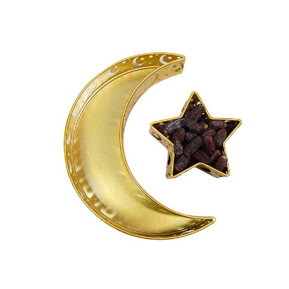 Star Star Plate Eid al ADHA Décoration Islamic Ramadan et Eid Plaques de nourriture Cadeau Golden Couleur 210610