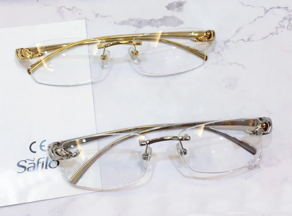 眼鏡リムレスフレーム光学メガネメタルフレームレス眼鏡ゴールドフレーム男性用ファッションサングラスフレームとBO329H