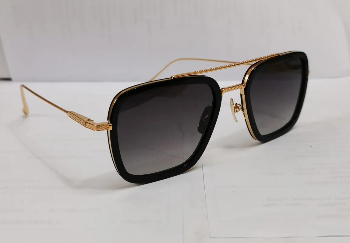 Men için Kare Pilot Güneş Gözlüğü 006 Siyah Altın Çerçeve Grad Gradyan Tasarımcı Gözlükleri UV400 Box293N ile Güneş Gölgeleri