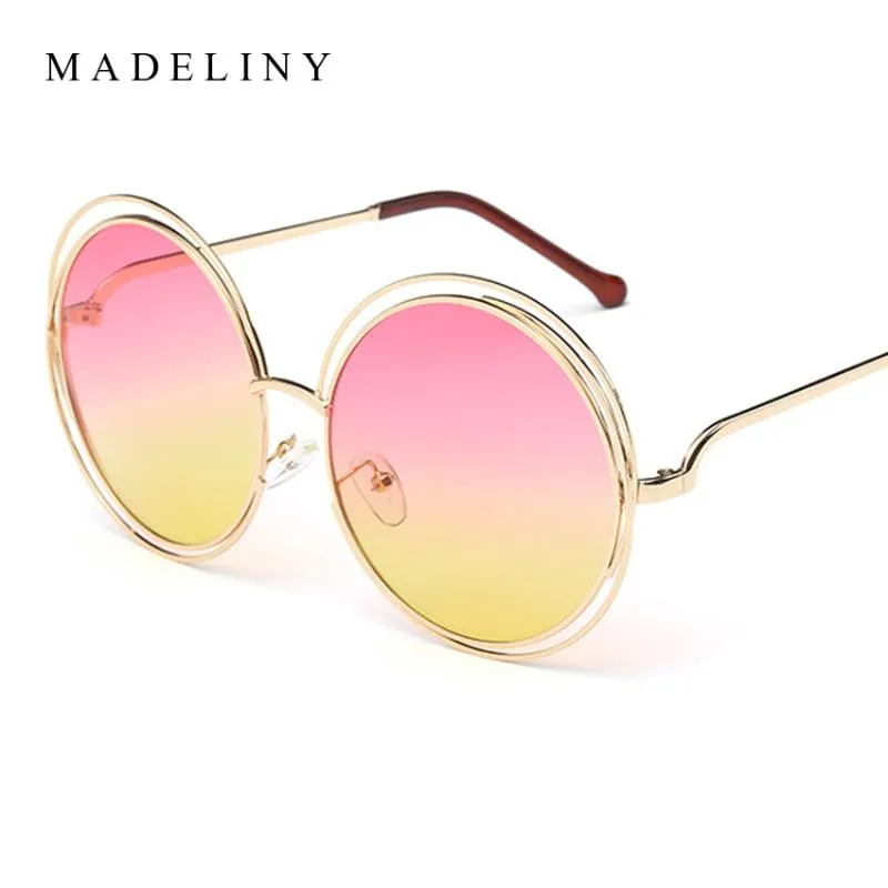 Lunettes de soleil EST Fashion Carlina Round Wire-Frame 2021 Vintage Sun Glasses Women Brand Designer MA164210J