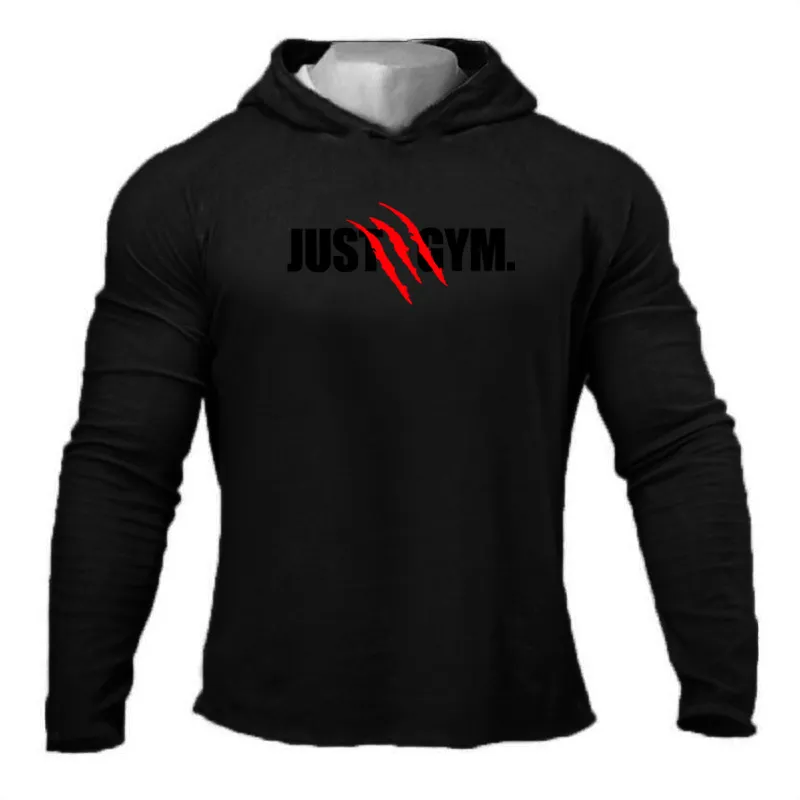 T-shirt à capuche pour hommes Printemps Slim Fit O Neck T-shirt Hommes Sports Running Chemise à manches longues Gym Bodybuilding Tee Tops Fitness tshirt 210319