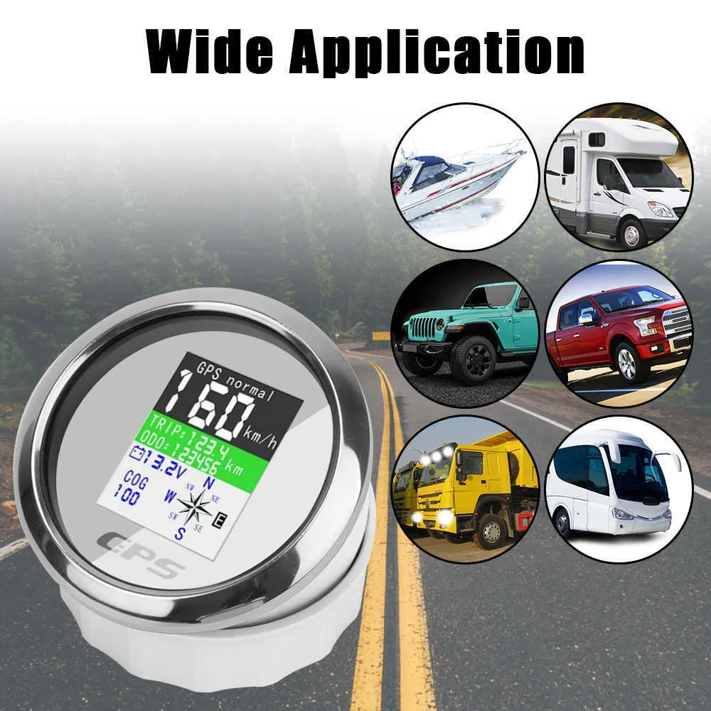 85 mm wasserdichte einstellbare Trip Digital GPS -Tachometer Tachometer Kabelmesser für Motor Yachtboot -Auto Außenborder Motor GPS AN9283534