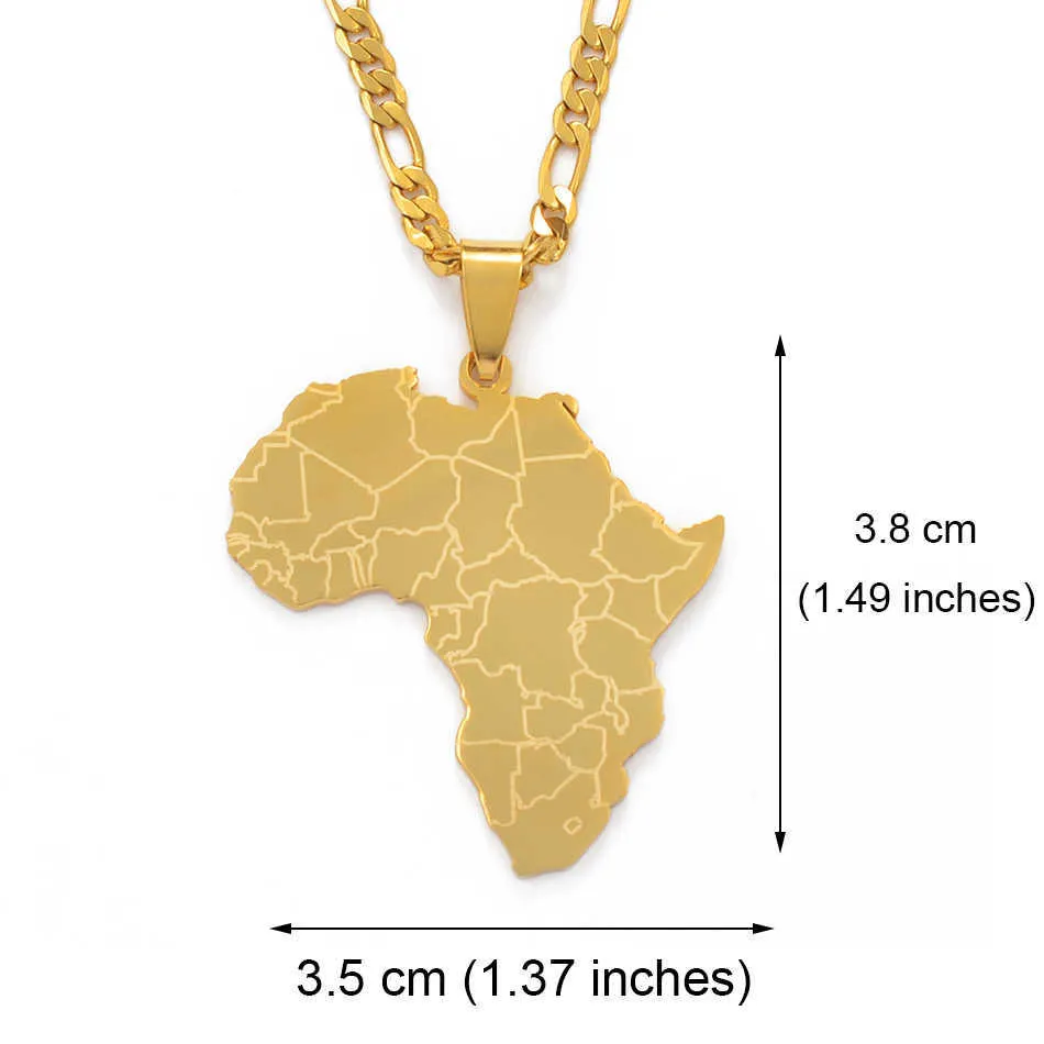 Anniyo Africa Map Pendant Halsband Kvinnor Män Silverfärg Guld Färg Afrikanska smycken #077621B H09182469