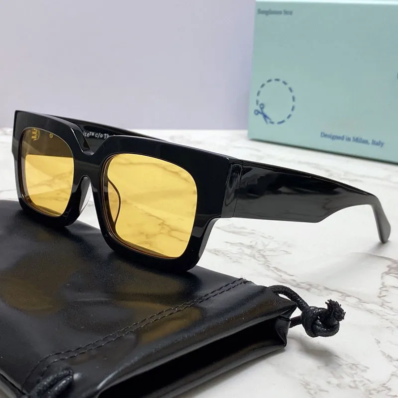 Sunglasses OW40014 Mens Fashion Classic Thick Plate BLACK White Square Frame Designer Sun Glasses Casual Vacation Anti-UV400 Prote218P