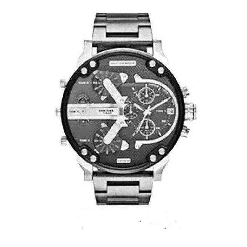 Mannen kijken naar grote wijzerplaat Quartz roestvrijstalen horloges DZ mode luxe zakelijke polshorloges leer voor 0214237R