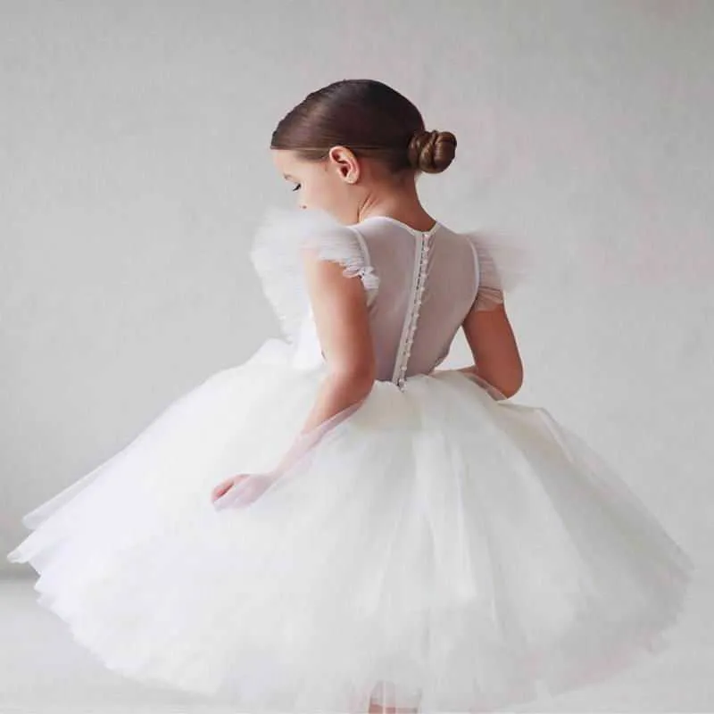 Girls Princess Dress White Black Fluffy Tulle Girl Baby Performance Birthday Evening AD006 210610