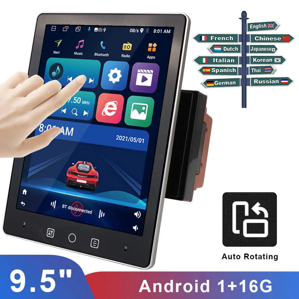 Android 90 95 quot HD 1080p 12V Автоматический вращающийся автомобиль MP5 Player 116G IPS Touch Ecrece Scence Instrain GPS Navigation Auto Accessori4077171