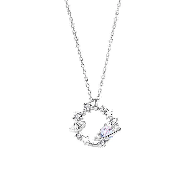 Meibapj Boutique mode S925 collier en argent Sterling pendentif femme lune planète la voie lactée saint valentin cadeau bijoux