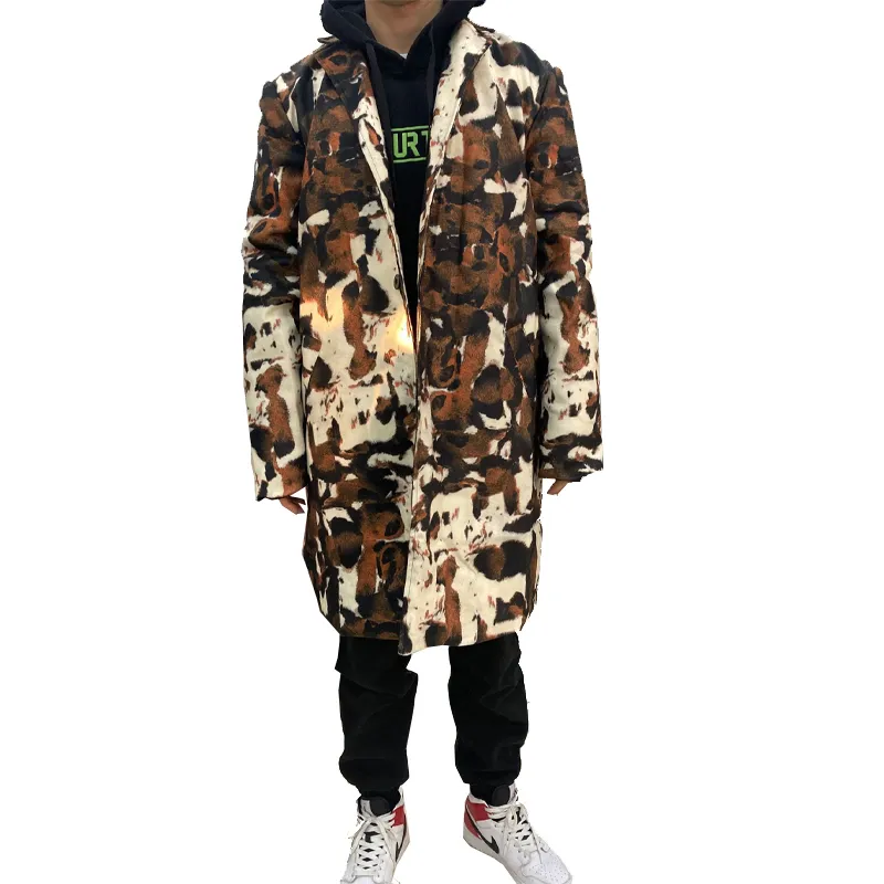 Камуфляжная траншея мужская длинная куртка Мужская повседневная свободная теплой англия в стиле в стиле одиночные грубообразные пальто ветровки 210524