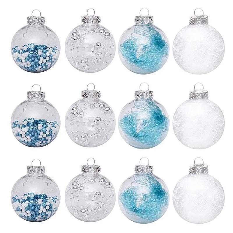 24/30 Sztuk Boże Narodzenie Xmas Tree Ball Decor Wiszące Kulki Zdroga Mesh Przezroczyste 6cm Ornament 211018