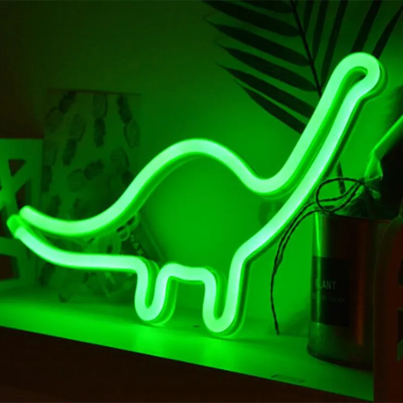 Dinosaurform design neon tecken ljus rum vägg dekorationer hem led nätter ljus hem prydnad GJ-Dinosaur Green2623