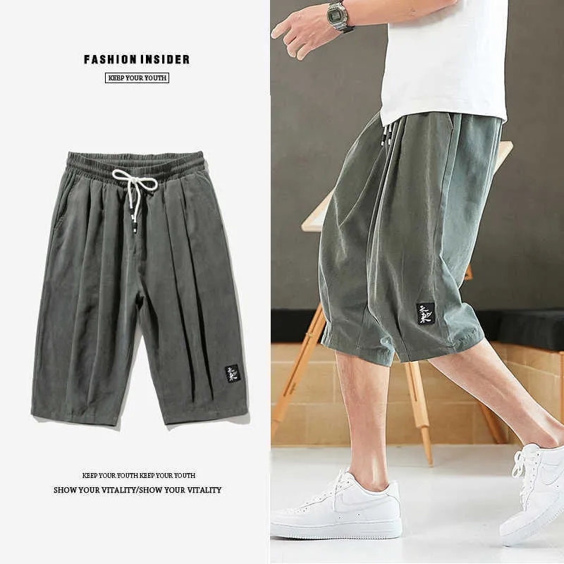 Plus Size Summer Harem Pants Men Short Joggers Chinese Style Calf-Length Casual Baggy Male s Trousers 8XL 210715