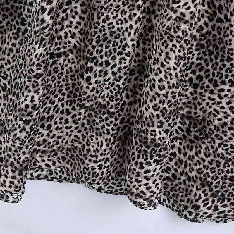 Spring Women Leopard Print Sashes Midi Shirt Klänning Kvinna Långärmad Kläder Casual Lady Loose Vestido D7132 210430
