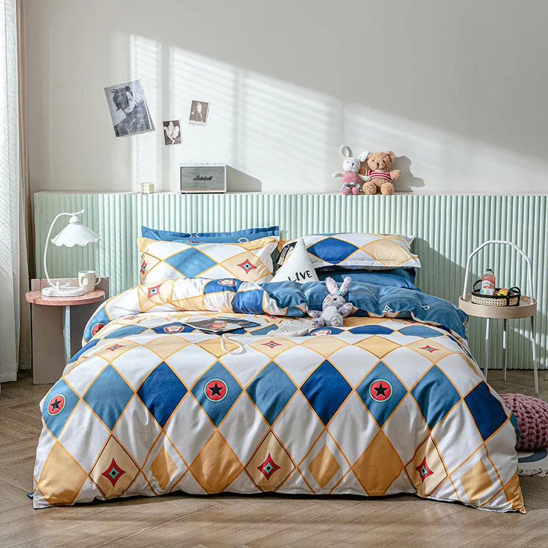 Geometryczny kreskówka z tkaniny z tkaniny lodu LoveHeart Kids Duvet Cover 220x240 Queen King Bedclothes Bed