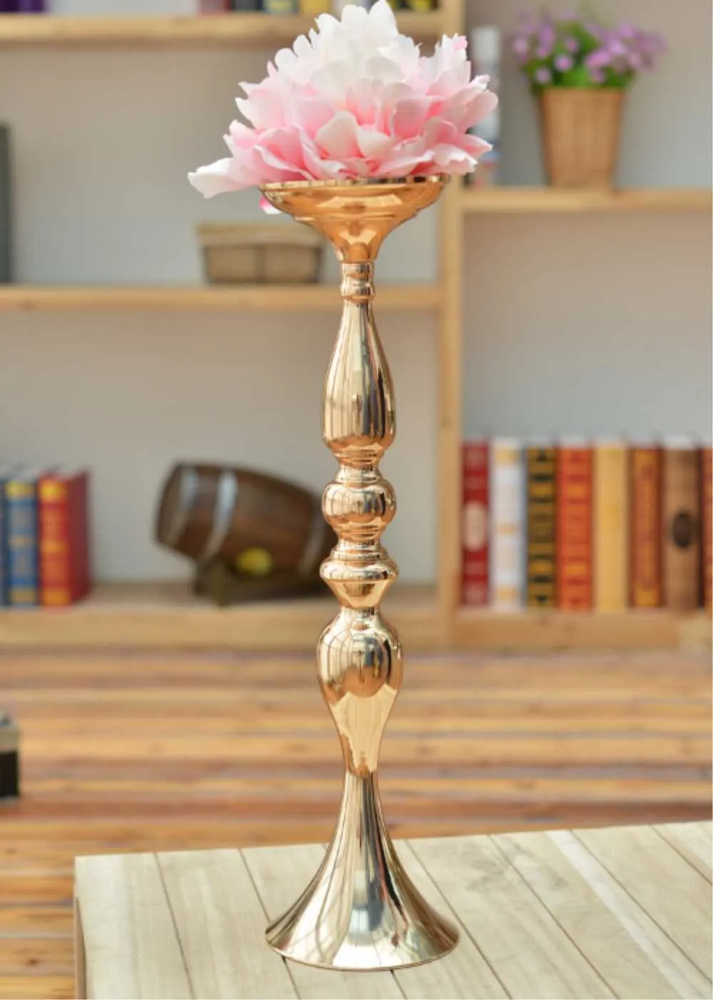 イムウェンゴールドキャンドルホルダー50cm金属製の燭台の花の花瓶テーブルの中心的なイベントフラワーラックロードリードウェディングデコレーション210722