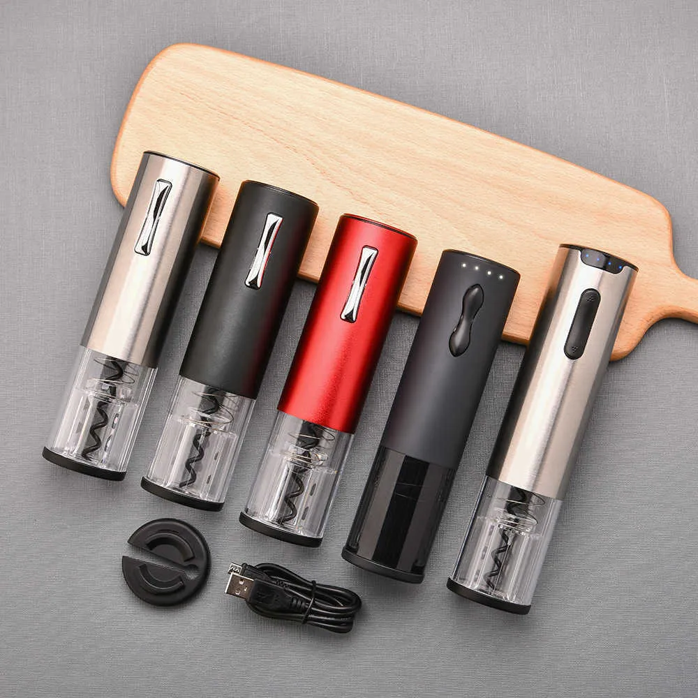 USB Rechargeable Electric Wine Opener Foil Cutter Automatic Corkscrew Rechargeable Electric Bottle Opener Scrapbooking Sets 210821179W