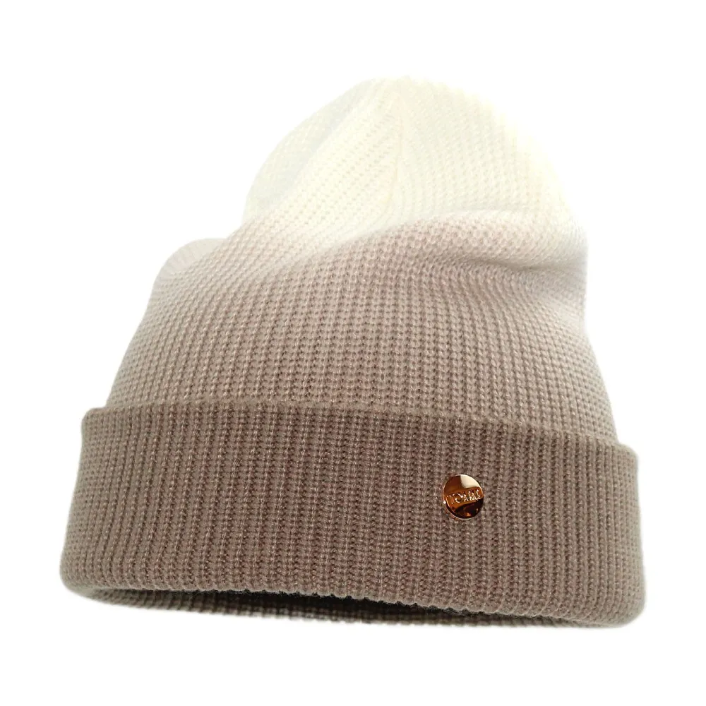 Градиент цвет маленький логотип трикотажные колпачки 2021 осень / зима купольная теплая шерстяная шляпа