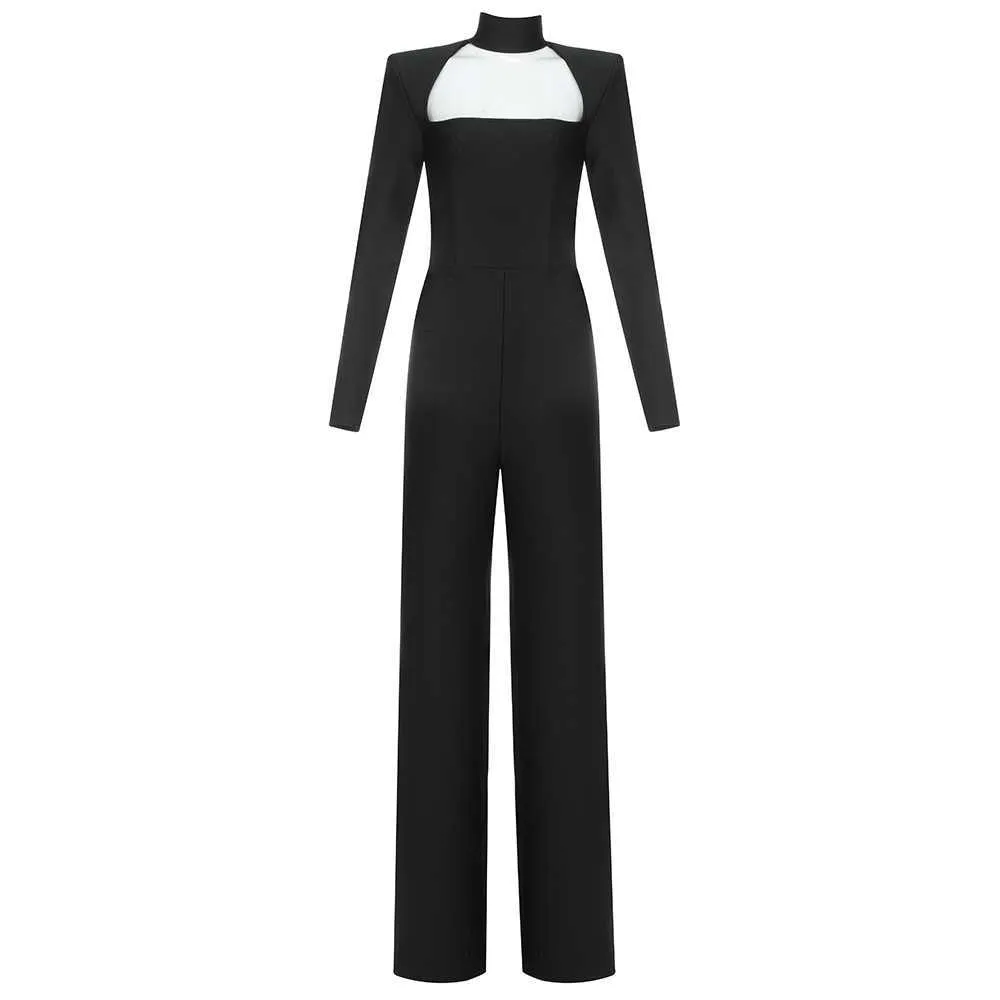 Ocstrade Runway Arrivals Black Bandage Jumpsuit Women Autumn Winter Elegant Bodycon s Party Clubwears 210527