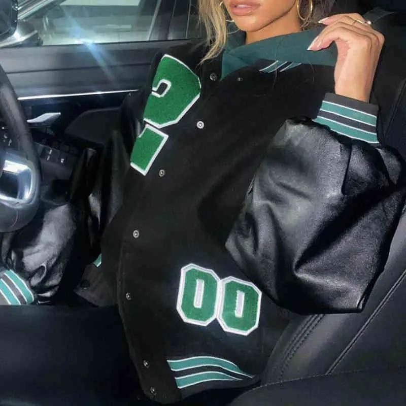 2021 herbst Vibe Stil Baseball Uniform Neue Stickerei Bomber Jacke für Frauen Mode Retro Kleidung Streetwear Übergroßen Mantel