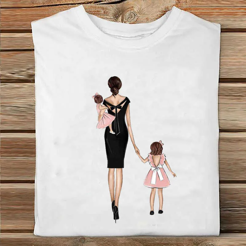 Vrouwen korte mouw jongen 2021 lente liefde zoete mama moeder moeder mode kleding print t-shirt vrouwelijke tee top dames grafische t-shirt x0527