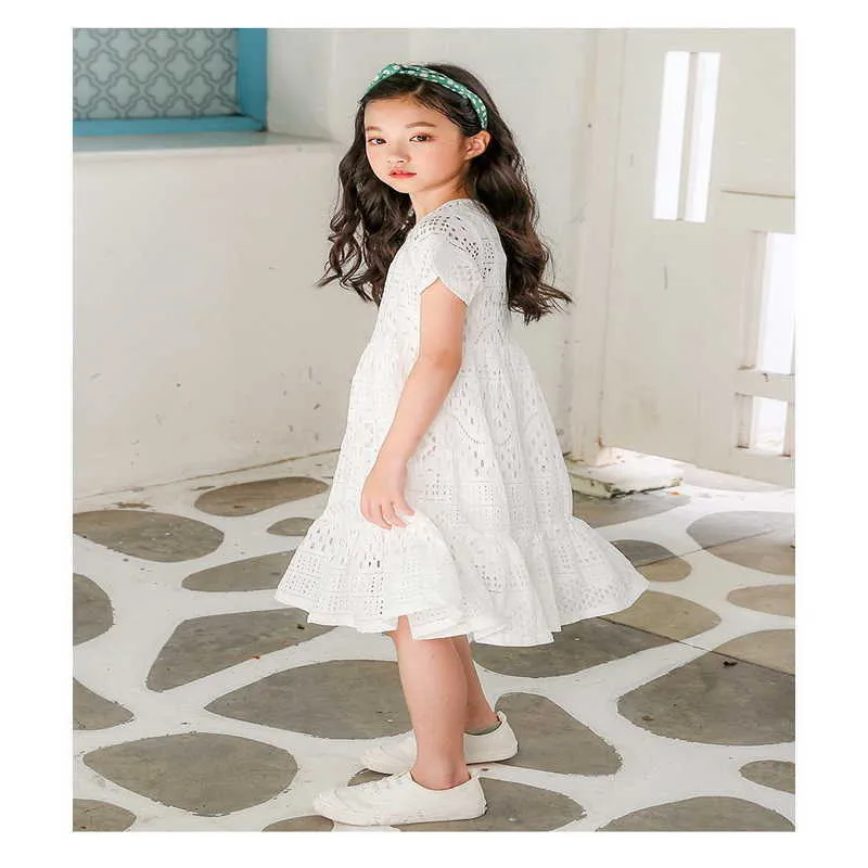 Wholesale Summer Teenagers Girl 2-pcs Sets Dress Sling + Lace Princess Cute Style Kids Fashion Clothes E55 210610