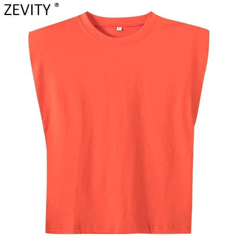 Zevity Donne di Estate Colori Della Caramella Spalline Gilet Casual T Shirt Femminile di Base Solido Senza Maniche Chic Magliette Allentate T690 210603