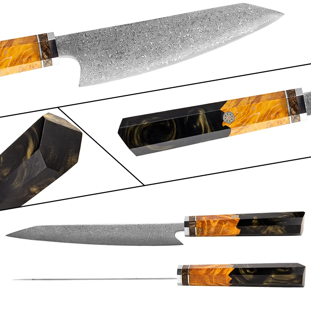 Xituo Chef Kiritsuke Knife VG10 Japanese Damascus rostfritt stål 67 lager Gyuto Kök Professionellt kött Skivande matlagningsverktyg