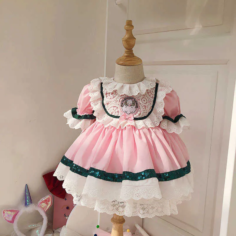 Bébé fille Lolita robe enfants espagnol princesse robes dentelle dessin animé mignon robe de bal robes pour filles fête d'anniversaire Vestidos 210615