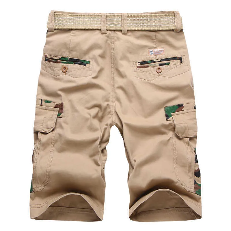 Short Cargo pour hommes Camouflage hommes tactique décontracté mâle pantalon court poches coton pantalons de survêtement vêtements bas grande taille 210714