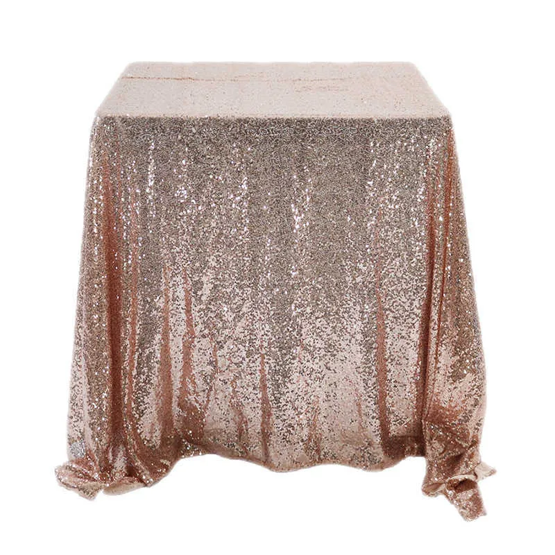 Cilected Vente Place Paillettes Nappe Rose Or Brodé Brillant Tissu De Mariage Simple Jupe De Fête De Paillettes 210626