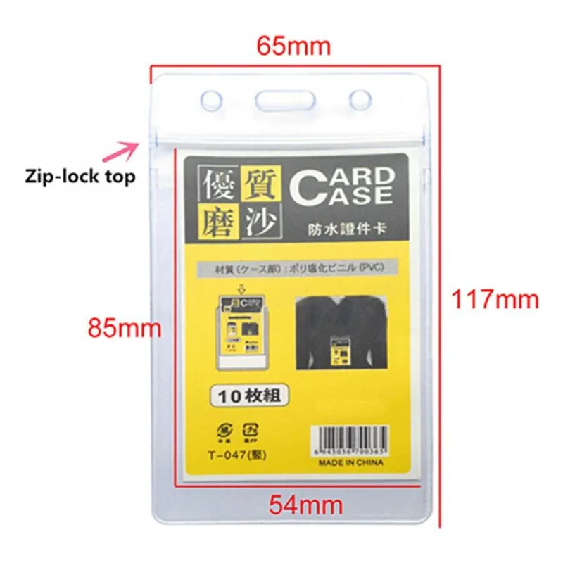 Card Holders pack Transparent Vertical Vinyl Plastic Clear ID Badge Holder Case With Zipper Credit Business233q