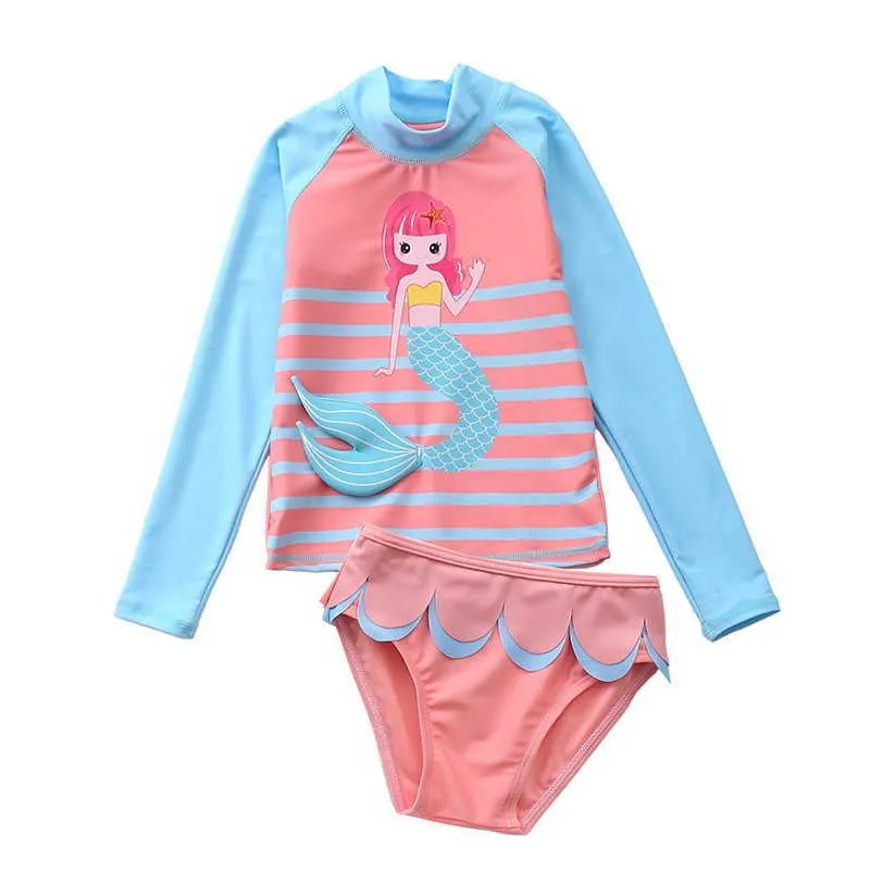 Été enfants garçons maillots de bain deux pièces dessin animé sirène maillot de bain enfants Style mignon vêtements E110 210610