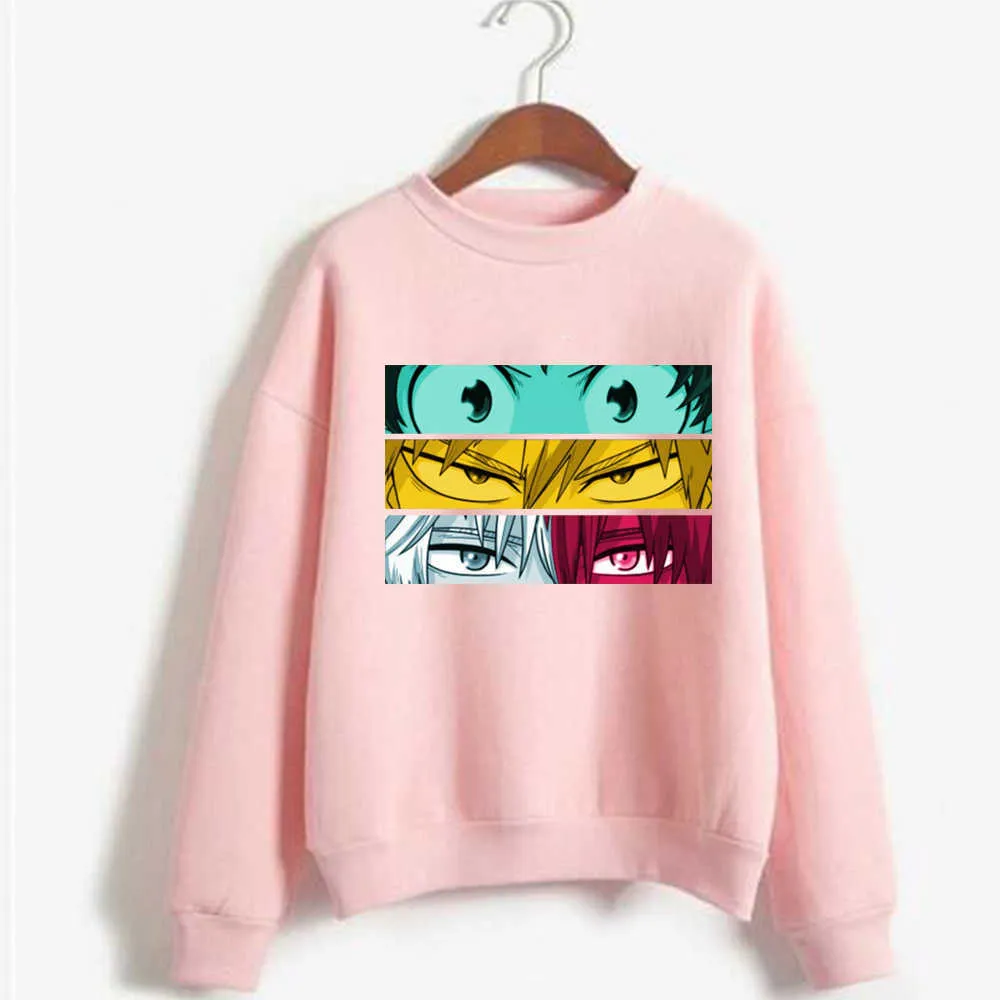 Sweat Oversize Harajuku Hiver My Hero Academia Graphic Anime Sweat à capuche Vêtements Femmes Gothique Crewneck Sweat-shirt Y0804