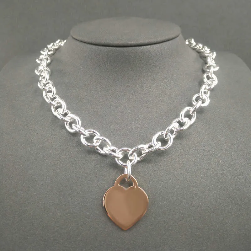S925 Sterling Silber Halskette für Frauen Klassische Herz-förmigen Anhänger Charme Kette Halsketten Luxus Marke Schmuck Halskette Q0603