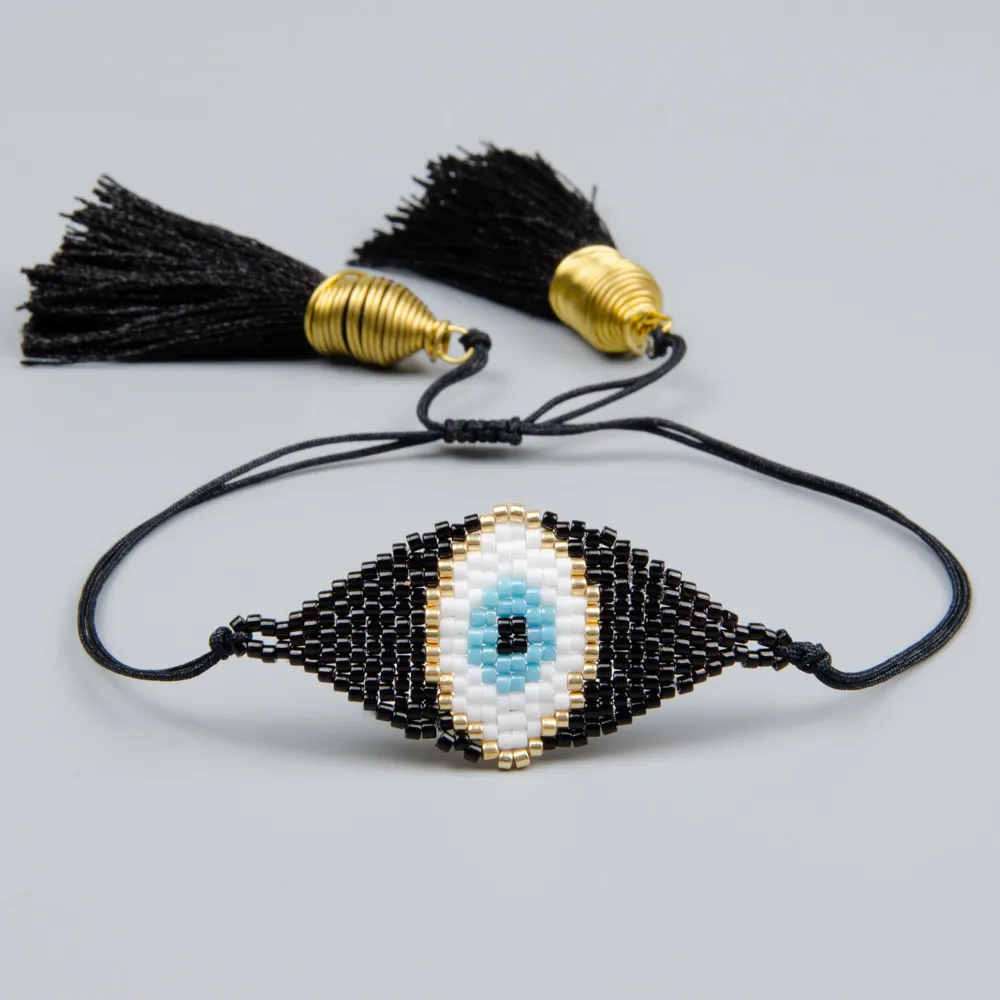 Pulsera SHINUSBOHO para Hombre MIYUKI, pulsera malvada de la suerte, Puseras de ojo turco para Mujer, Moda 2020, joyería hecha a mano completa