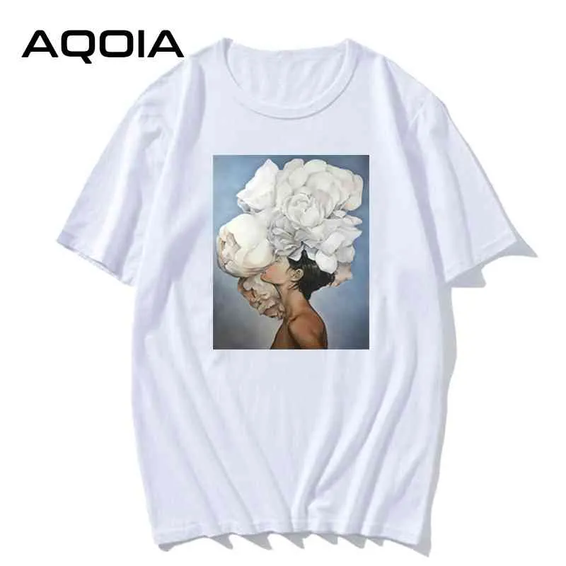 AQOIA Harajuku Femministe T Shirt Donna Manica corta T-shirt da donna Casual 90s Grafica Maglietta Grunge Estetica Top Tees Donna 210521