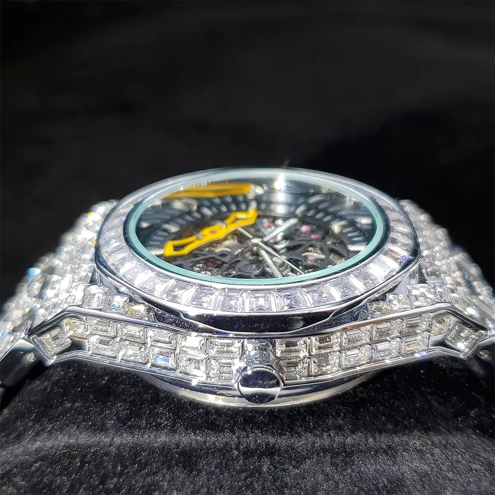Hip Hop plein diamant glacé hommes montres haut de gamme de luxe en acier étanche homme montre hommes horloge Relogio Masculino2668