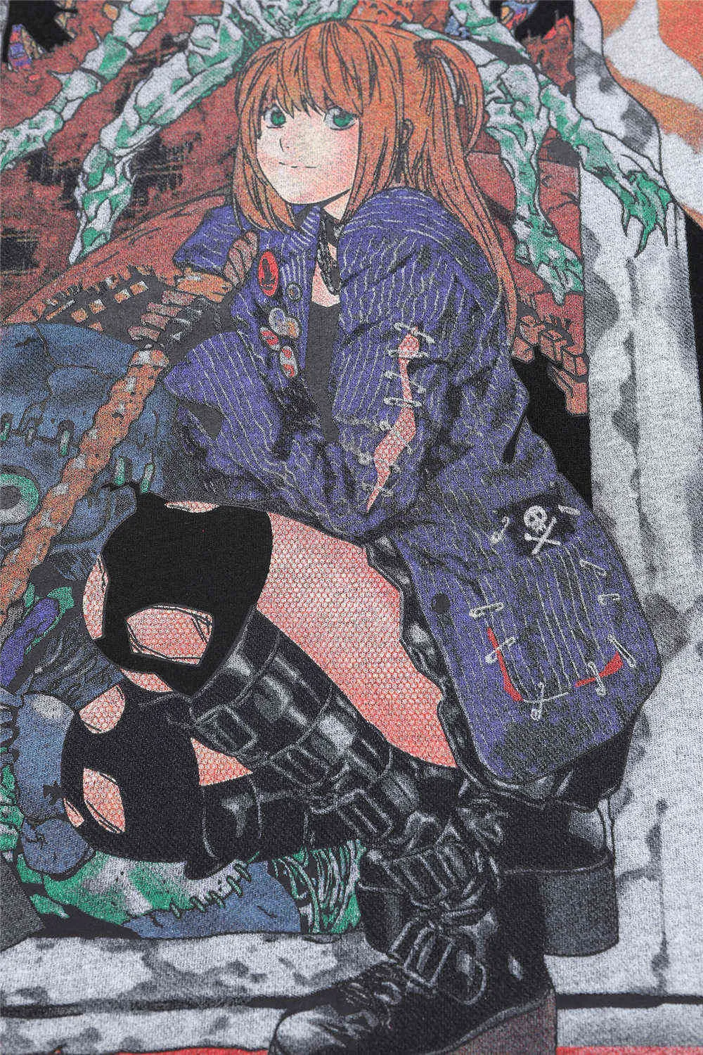 LINDSEY SEADER Herren T-Shirt Hip Hop Langarm Sweatshirt Cartoon Mädchen Gedruckt Oversize Harajuku Tops T-Shirts Anime Kleidung 210706