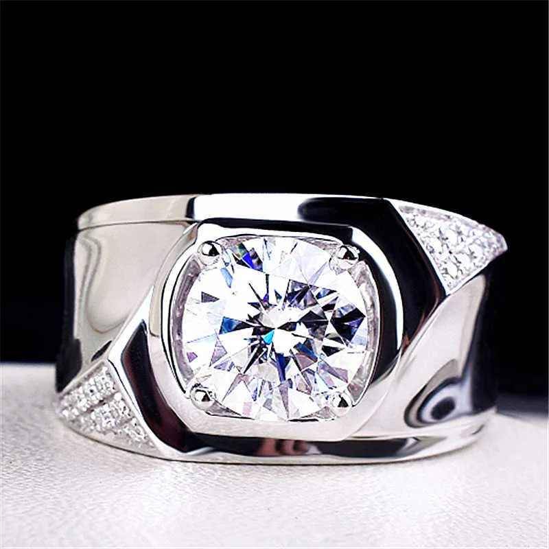 Bagues pour hommes Cristal Mode bague en diamant symétrique ensemble pour hommes charmant Lady Cluster styles Band