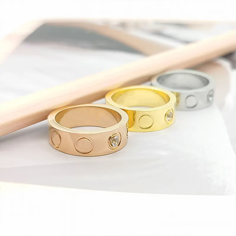 3 punte 3 anelli a vite da donna 5mm in acciaio inossidabile lucido oro rosa zircone gioielli di moda regalo di coppia San Valentino la fidanzata303Z