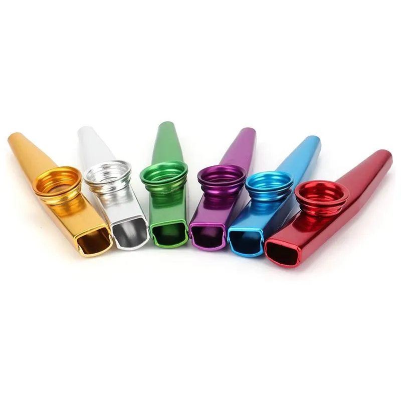 Sacos de armazenamento 24-Pack Metal Kazoos com Kazoo Flauta Diafragmas 6 Cores Bom Companheiro para Ukulele Violino Guitarra Piano258t